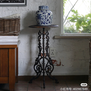 铸铁小圆桌花架户外花园庭院摆件花架复古杂货花园装 饰花架ins