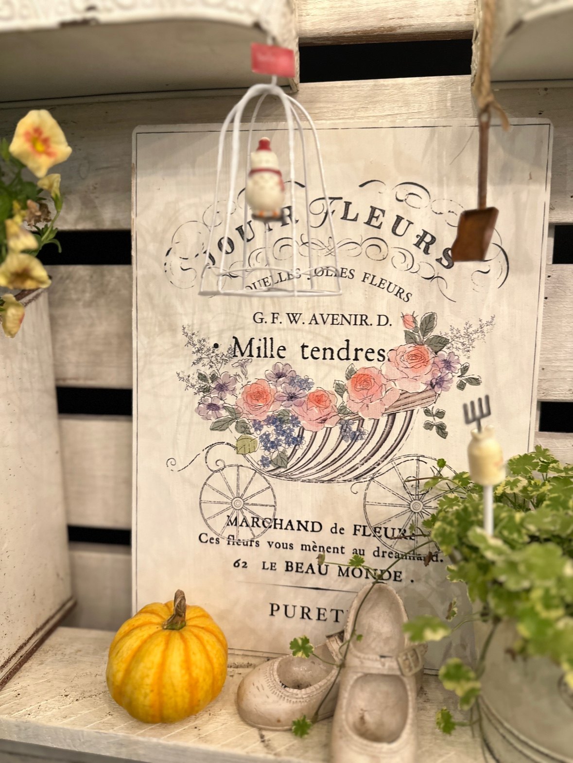 实木玫瑰花车挂牌装饰