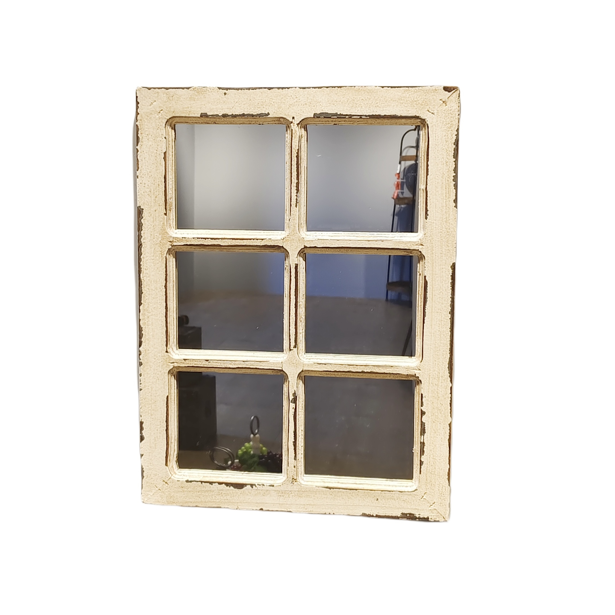 复古实木做旧窗户框镜子名宿花园壁挂装饰假窗家居相片墙饰假窗镜