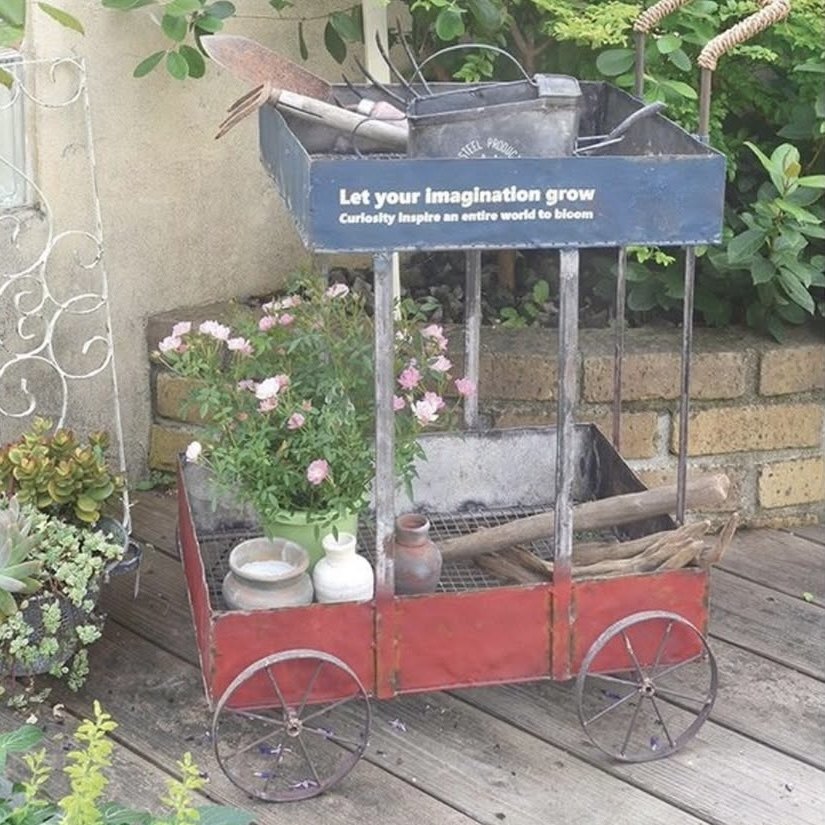 铁艺花车花架乡村花园庭院园艺装饰多肉绿植小拉车日系杂货花园,鲜花速递/花卉仿真/绿植园艺,其它园艺用品,淘宝优惠券,粉丝福利购,淘宝优惠卷