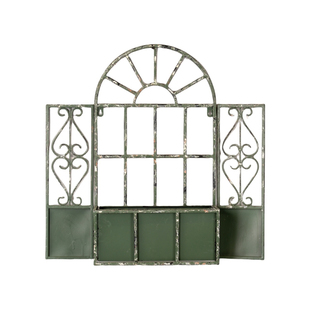 复古铁艺假窗置物架杂货花园装饰壁挂庭院摆件花盆窗扇