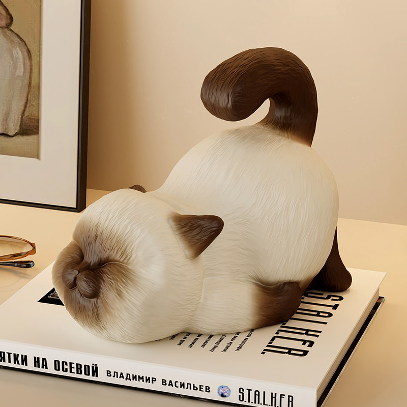 暹罗猫手机支架可爱猫咪摆件创意办公室工位桌面装饰礼物追剧神器