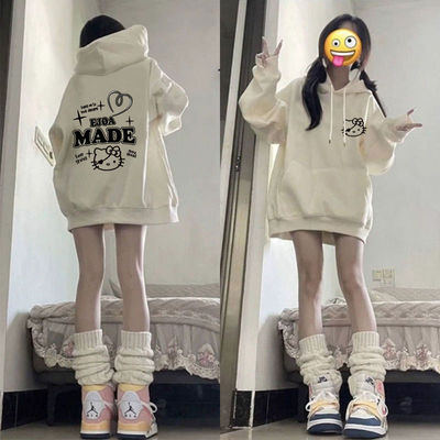 美式慵懒chic连帽卫衣女秋冬2024