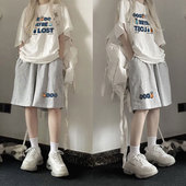 灰色五分阔腿短裤 学生跑步运动套装 T恤 宽松百搭短袖 女夏2026新款