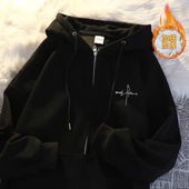 连帽开衫 美式 慵懒风2025新款 重磅卫衣外套女秋冬宽松设计感加绒厚