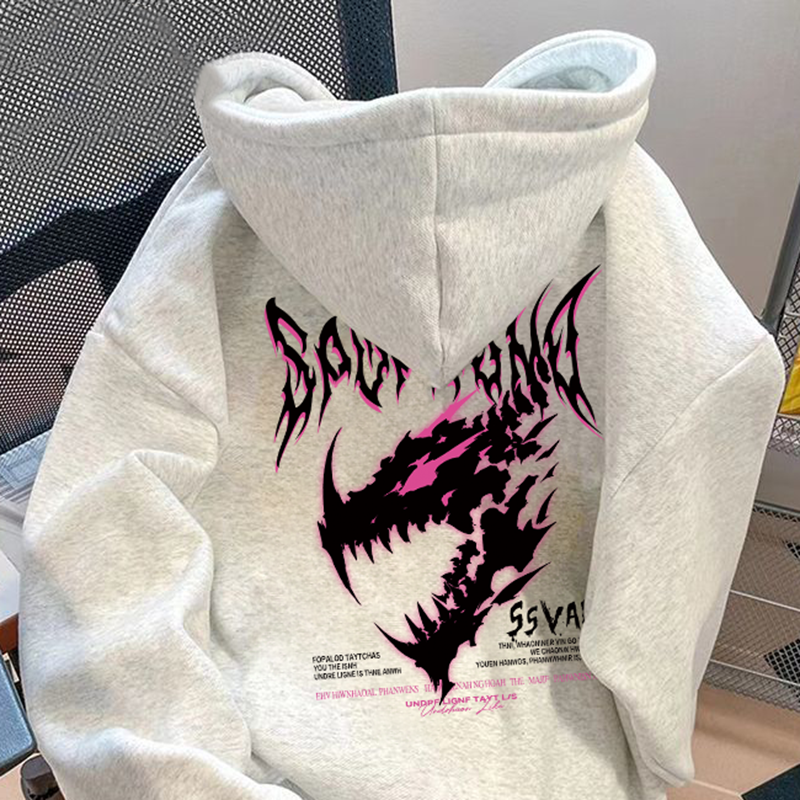 重磅美式高街潮牌连帽加绒卫衣女