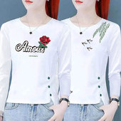 女装 2025秋季 新款 大码 显瘦遮肚长袖 t恤胖妹妹不规则开叉正肩上衣