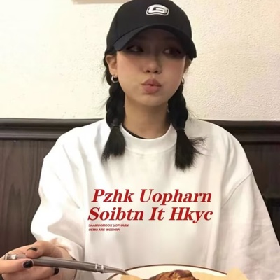 纯棉美式潮牌字母印花短袖t恤女