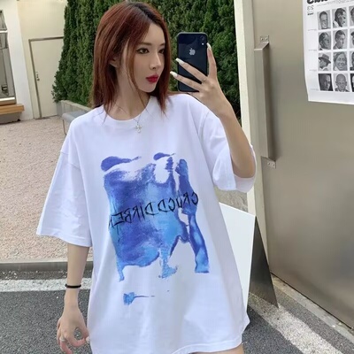 纯棉美式高街潮牌短袖t恤女夏季
