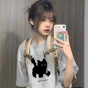 美式 新款 甜辣妹独特超好看小个子上衣ins潮 t恤女夏季 100%纯棉短袖