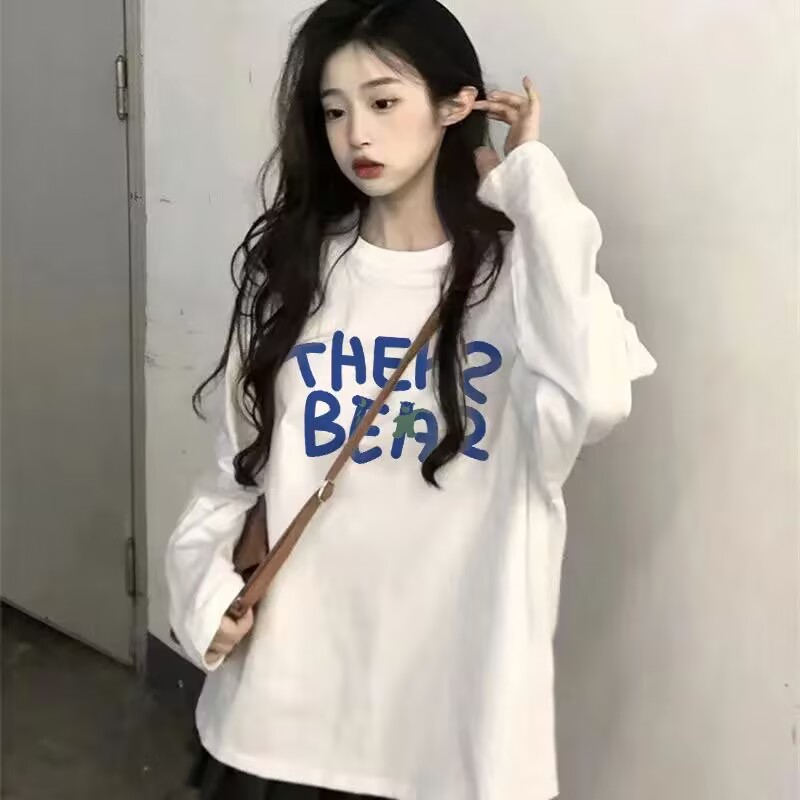 纯棉oversize设计感长袖t恤女秋