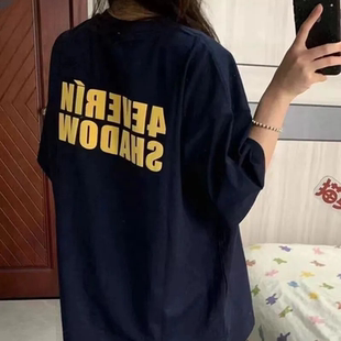 夏季 T恤男女款 宽松休闲百搭上衣ins 潮流字母印花短袖 100%纯棉夏季