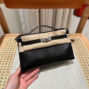 蜥蜴纹一代凯莉kelli包真牛皮女包手提单肩斜跨包链条小方包mini