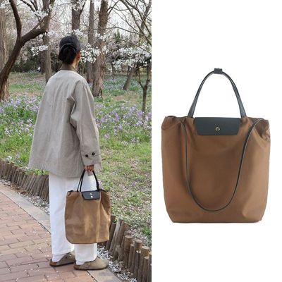 尼龙配真皮托特包2025新款大容量小个子斜挎包包通勤手提腋下包女