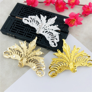 diy饰品配件古风发簪步摇汉服凤凰合金材质发冠手工发饰材料