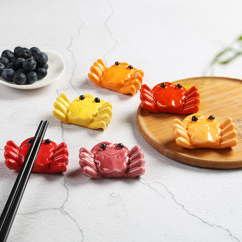 螃蟹筷子架创意日本料理酒店工艺品筷托笔托支架螃蟹放笔个性摆件