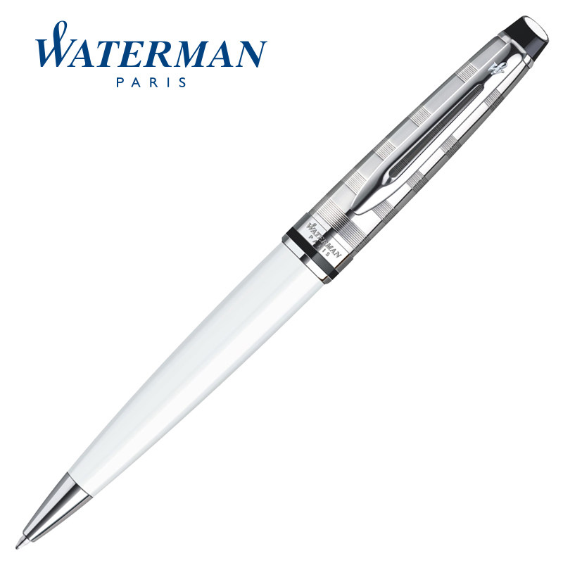 Waterman威迪文水人权威豪华纯白白夹原子笔高档礼品商务签字笔办公书写用品签字笔