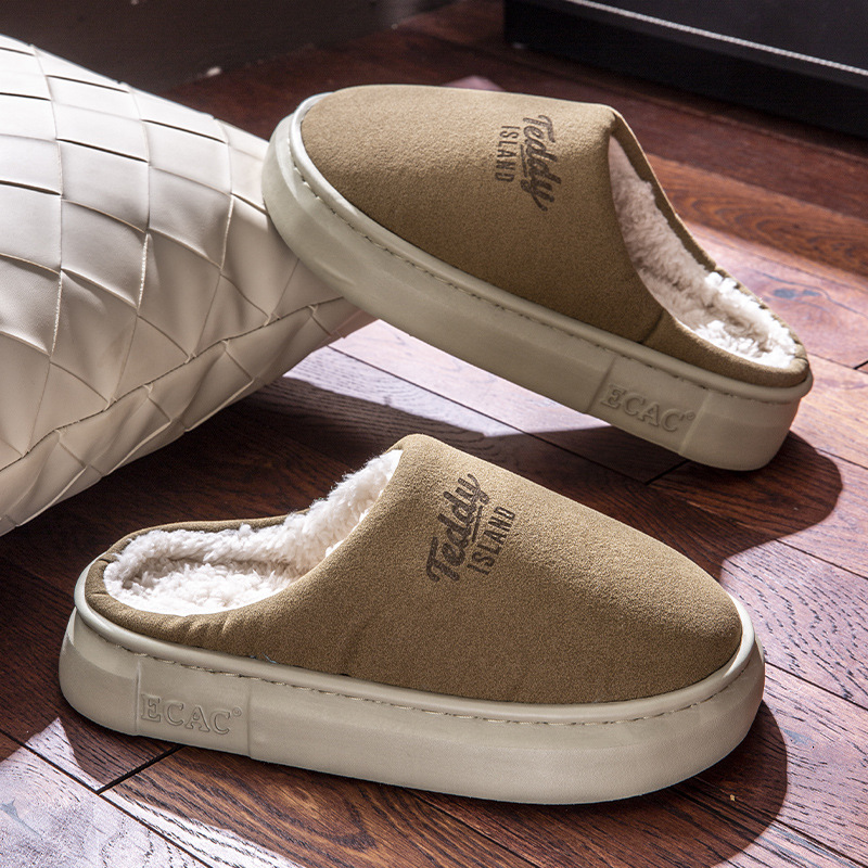 日本进口MUJIΕ踩屎感棉拖鞋女秋冬季保暖居家简约防滑防臭厚底软