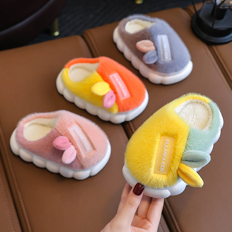 日本进口MUJI&Epsilon;儿童棉拖鞋学生小中大童男女孩宝宝家居拖鞋秋冬季