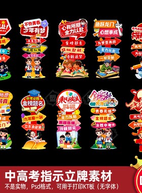 中高考加油金榜题名红色高考指示迎宾立牌路引kt板cdr素材源文件