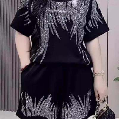大码女装休闲洋气短裤两件套