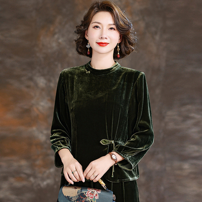 送运费险-金丝绒衬衫女装长袖t恤
