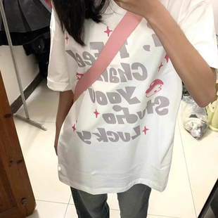 纯棉短袖t恤女美式复古纯棉宽松oversize上衣女港味打底衫女ins潮