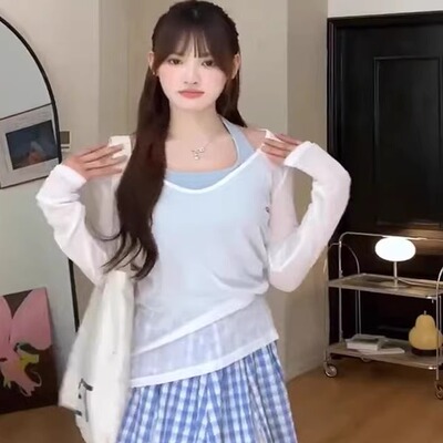 【送运费险】小众纯色罩衫两件套