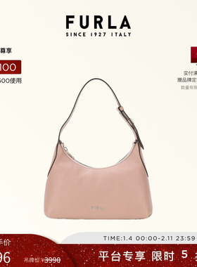 FURLA芙拉DANAE牛皮小号女士单肩包HOBO包流浪包时尚腋下通勤包