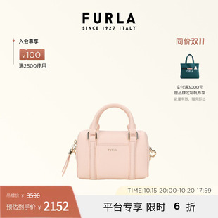 FURLA芙拉CINDY牛皮迷你女士手提波士顿包保龄球包
