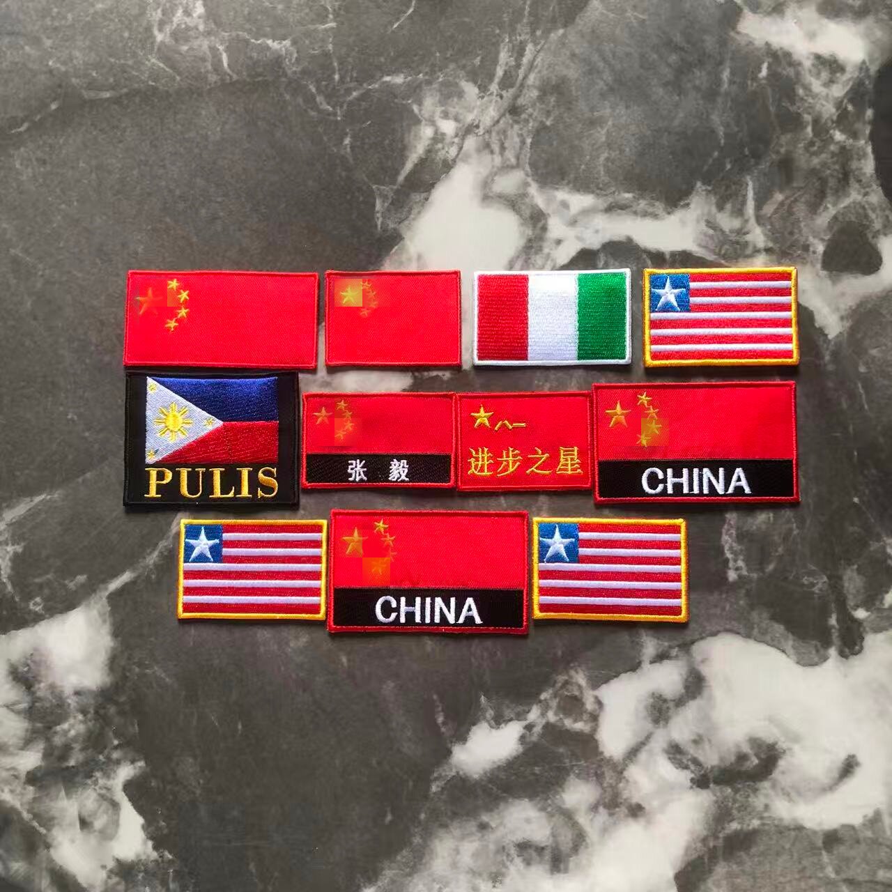 刺绣国旗图案臂章胸牌冲锋衣背胶自粘布贴军迷头盔贴背包贴魔术贴