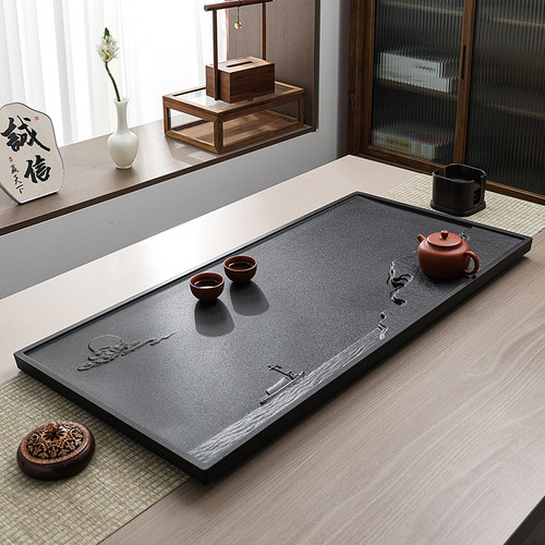 仿乌金石整块简约彼岸茶盘