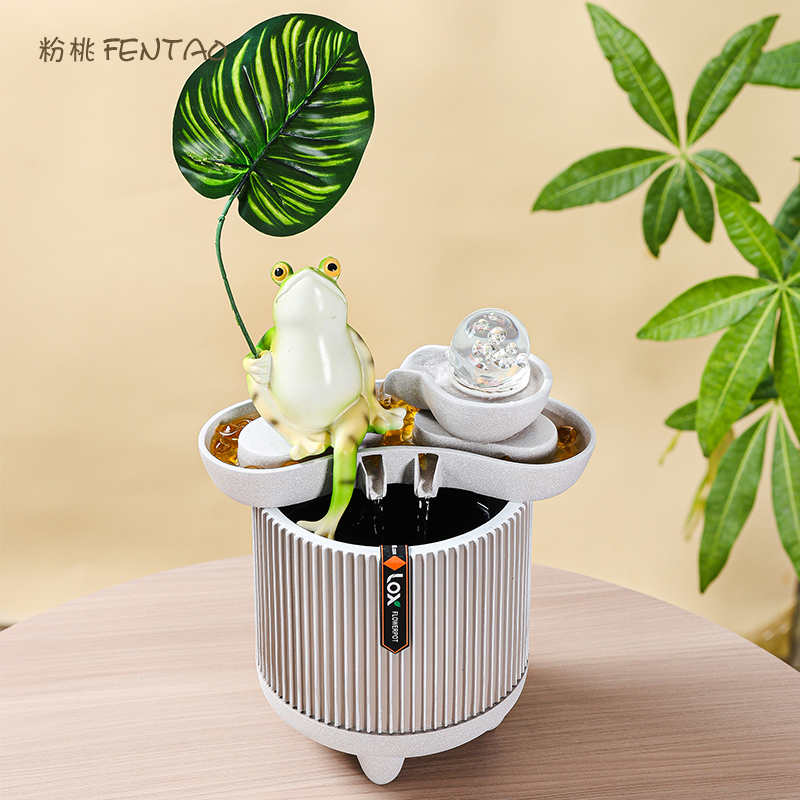 田园风青蛙桌面流水摆件招财纳福