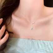 「鲛人泪」蓝水滴吊坠一滴泪项链女轻奢百搭小众设计百搭锁骨链