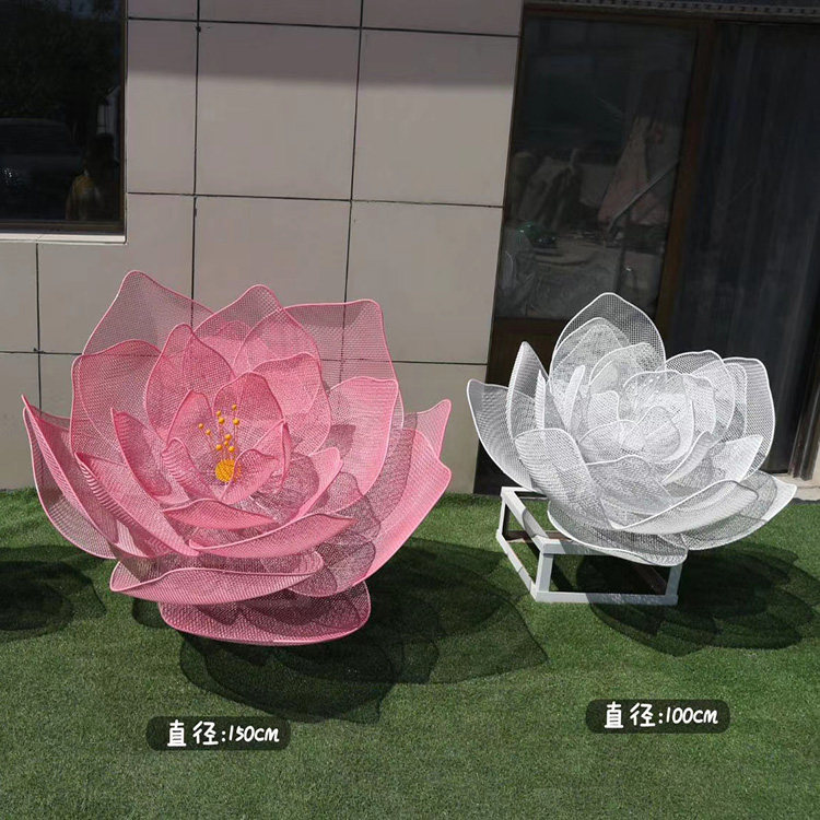玫瑰花金属雕像订景观园林人摆件定制不锈钢镂空花朵雕塑定做铁艺