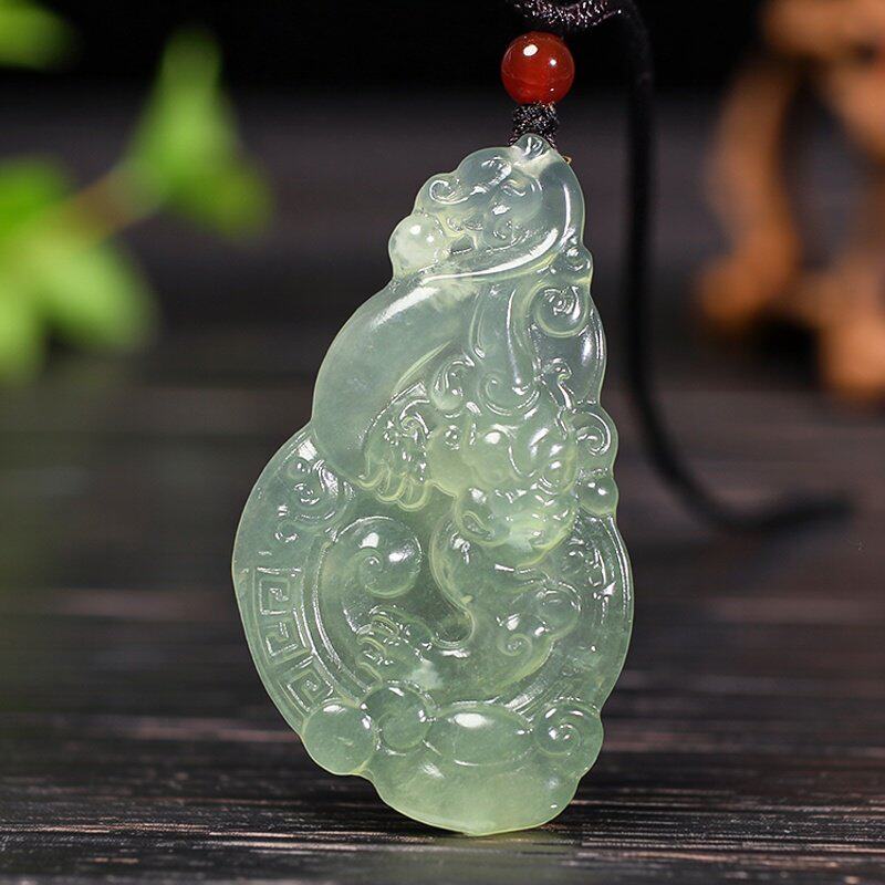 天然冰种岫玉貔貅挂件皮休吊坠玉佩项坠玉石包邮男女玉石送证