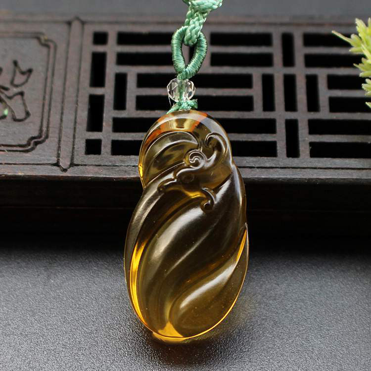 女款饰品天然项链黄水晶凤凰挂件吊坠水晶简约玉项坠时尚