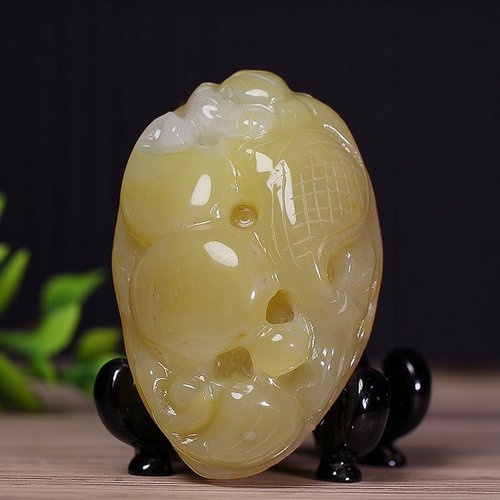 天然原矿玛瑙龙鱼葫芦手把件