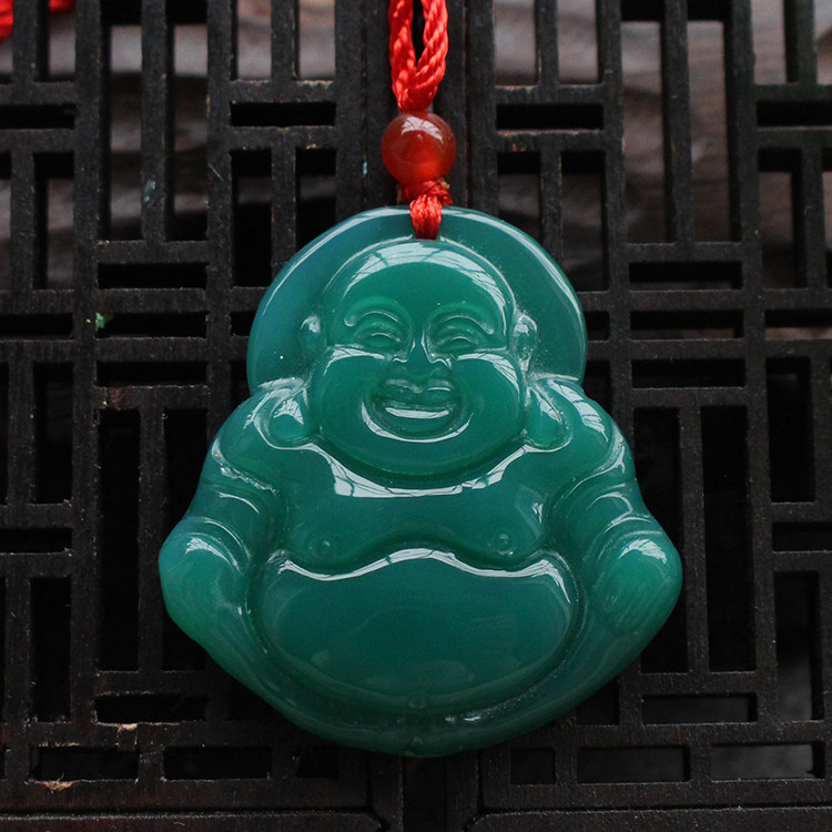 天然绿玛瑙挂件玉佩证书佛公吊坠