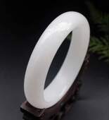 新品 手饰 天然汉白玉手镯扁条玉镯子复古大小号手镯手串冰种女款