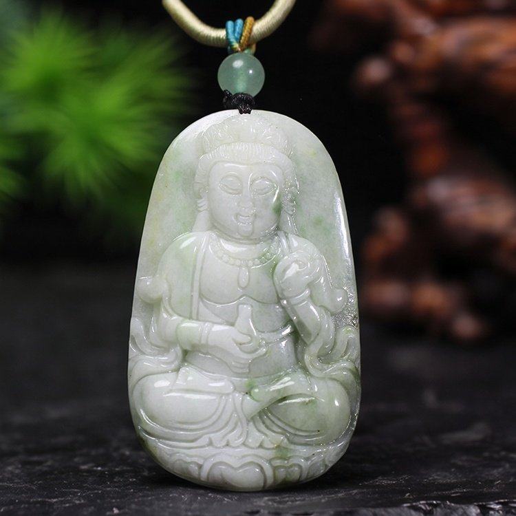 天然独山玉观音挂件玉项坠吊坠玉石挂坠包邮送证玉石菩萨