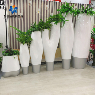 商场玻璃钢树杈花盆个性组合花器花钵户外酒店花柱花架美陈摆件