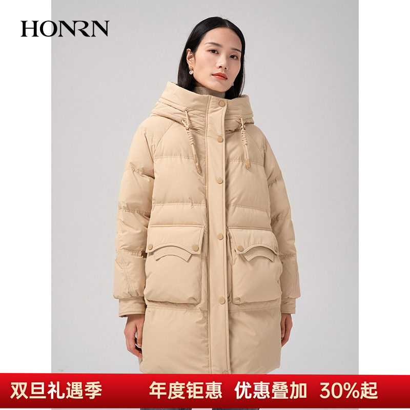 HONRN/红人鸭绒中长款羽绒服外套