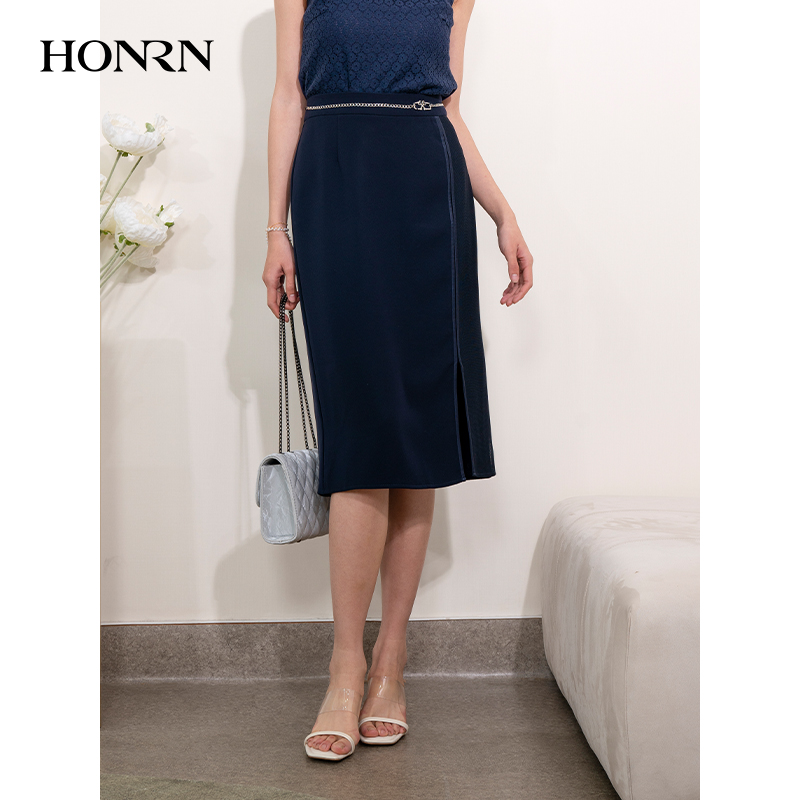 HONRN/红人中长款网纱拼接半身裙