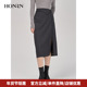 HONRN 红人气质三角翻折长裙子侧开叉显瘦半身裙女秋冬HI59OQ543