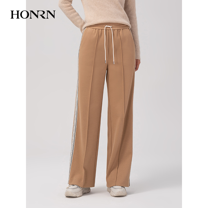 HONRN/红人松紧撞色休闲阔腿裤