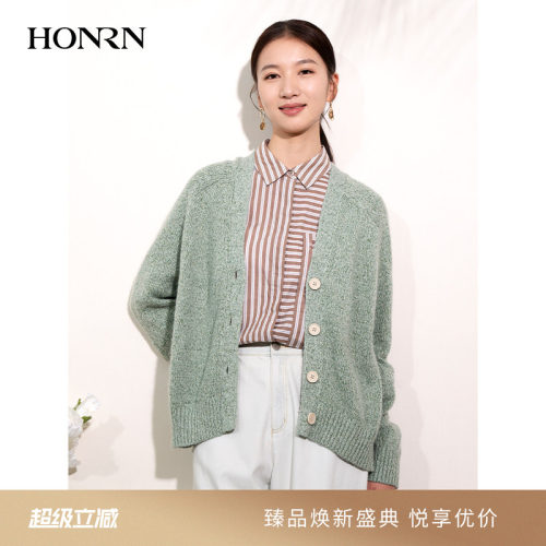 HONRN/红人v领针织衫开衫外套
