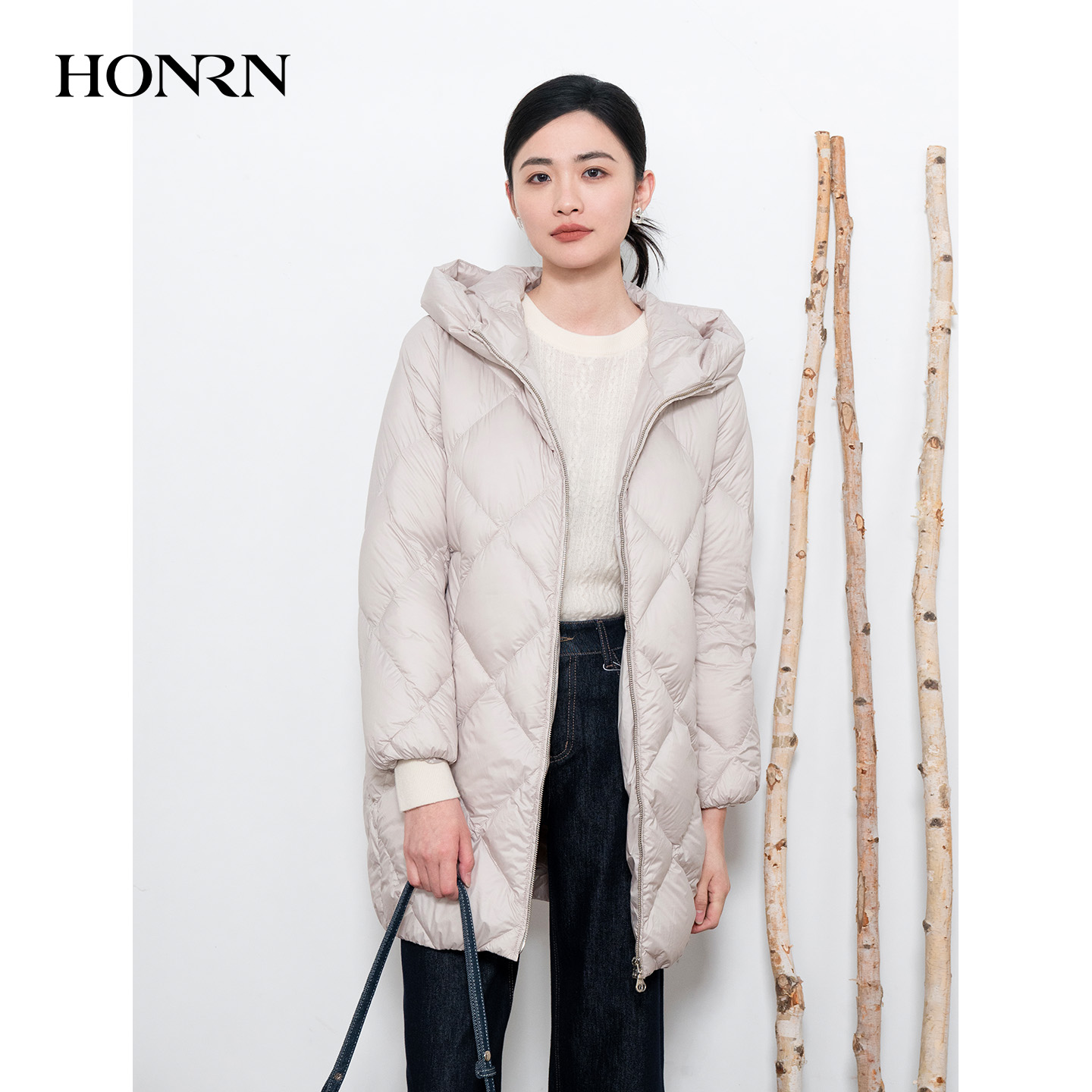 HONRN/红人连帽白鹅绒羽绒服外套