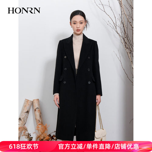 HONRN/红人山羊绒羊毛呢大衣外套