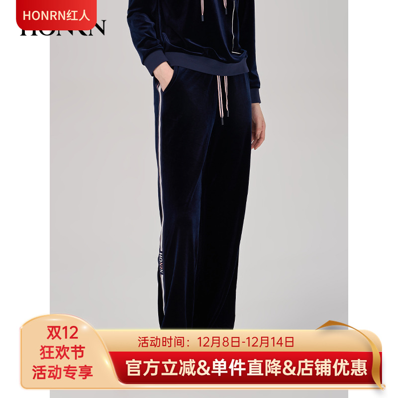 HONRN/红人休闲运动裤丝绒刺绣
